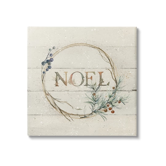 Stupell Industries Noel Holiday Botanical Wreath Canvas Wall Art